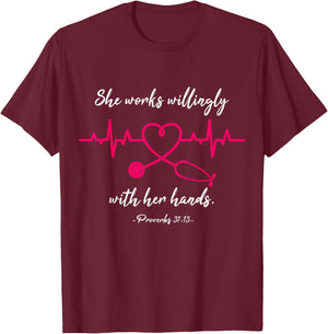 RN Nurse Life Heartbeat Proverbs Cool Nursing Graduate Gift T-Shirt - T-Shirt | Maroon