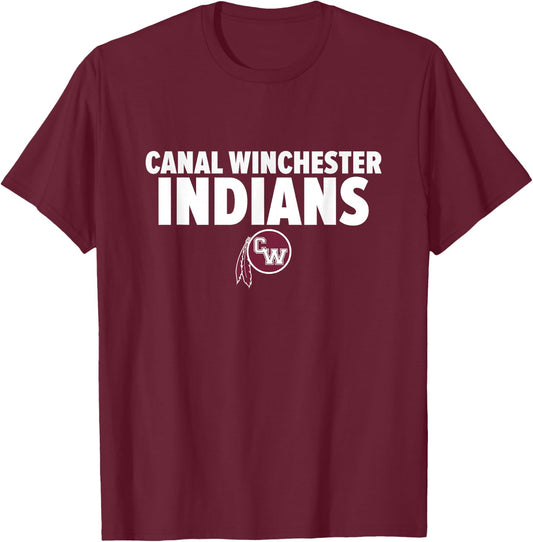 Canal Winchester Indians Logo Bold HS T-Shirt - T-Shirt | Maroon