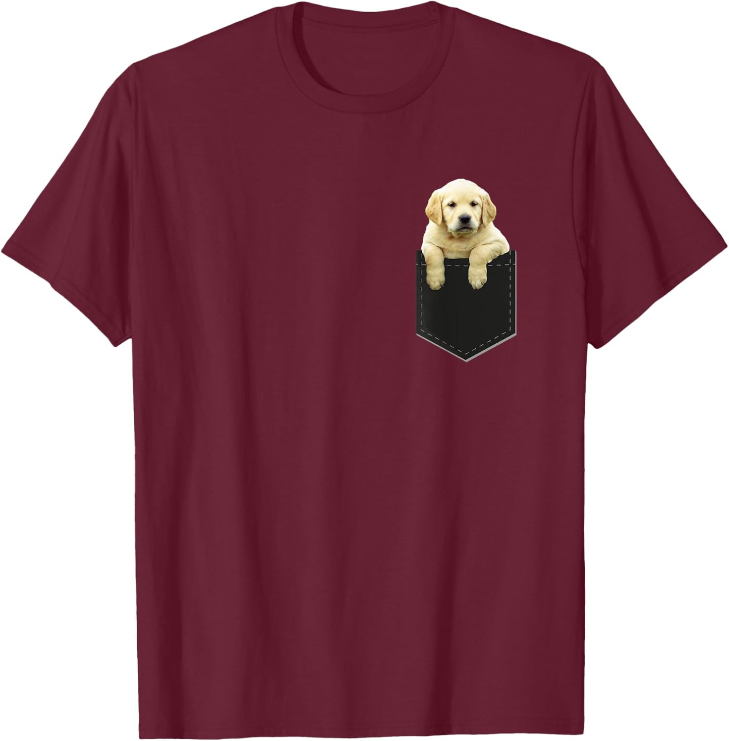Golden Retriever In Pocket T Shirt Puppy Dog in Your Pocket Women Kids T-Shirt - T-Shirt | Maroon