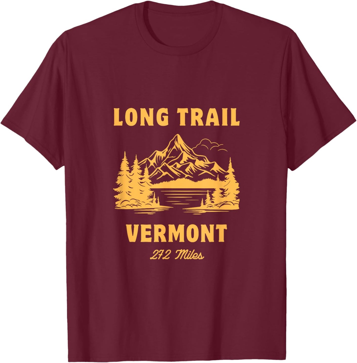 Long Trail America USA Vermont Long Distance Hiking Mountains Camping T-Shirt - T-Shirt | Maroon