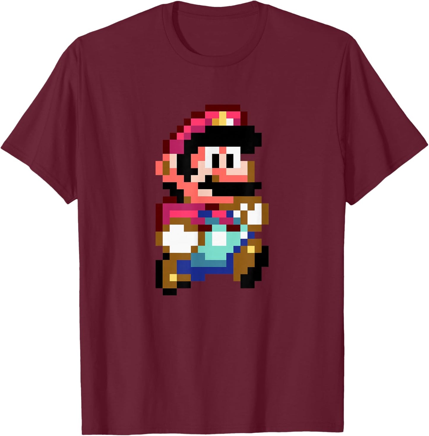 Super Mario Bros Retro Mushroom Kingdom 8-Bit Mario T-Shirt - T-Shirt | Maroon