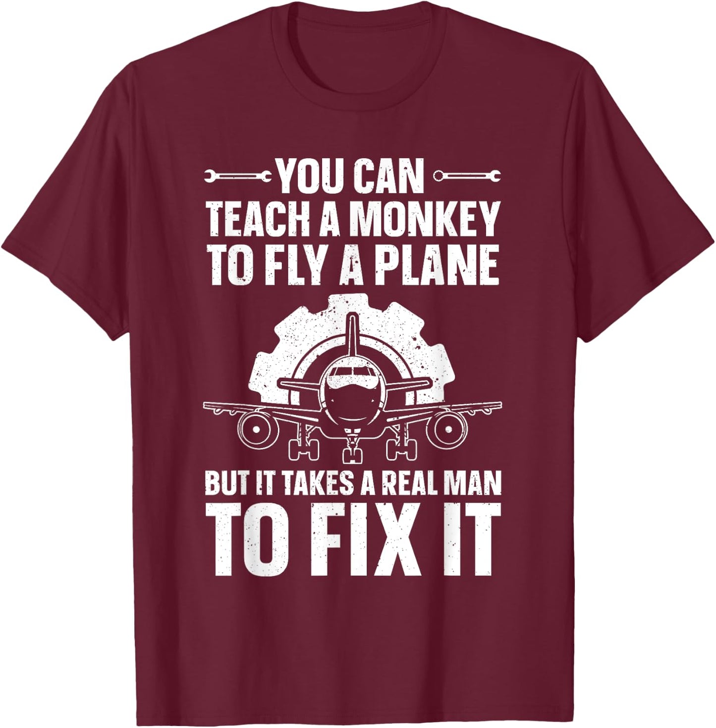 Funny Aircraft Mechanic Art Boys Aircraft Technician T-Shirt - T-Shirt | Maroon