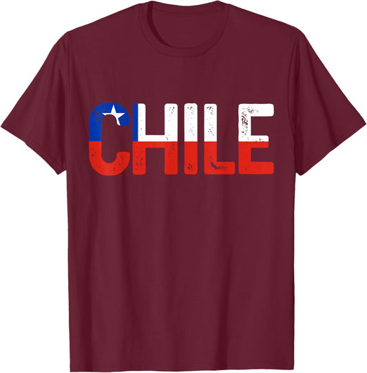 Chile Flag T-Shirt - T-Shirt | Maroon