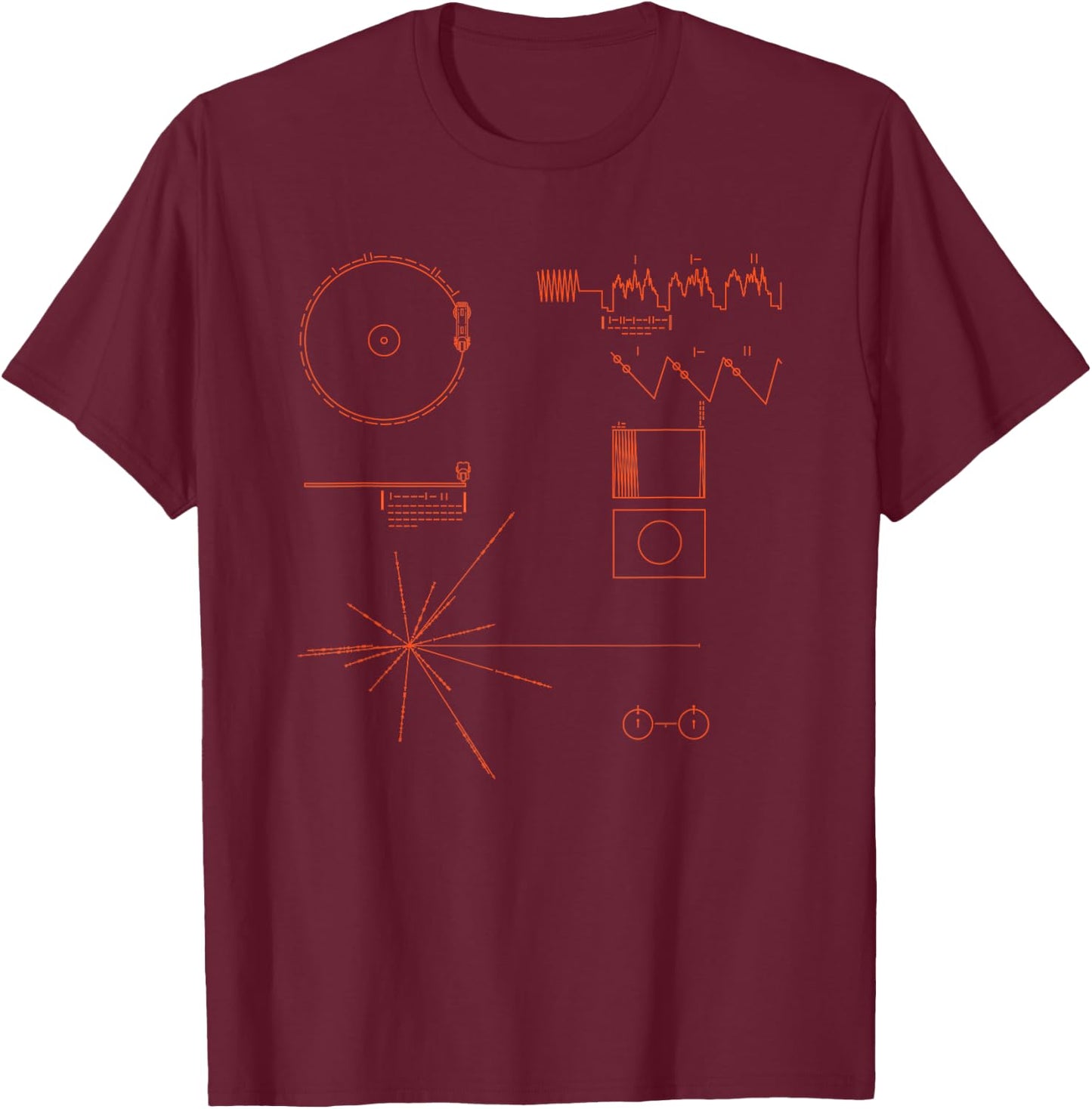 Voyager Golden Record T-Shirt - T-Shirt | Maroon