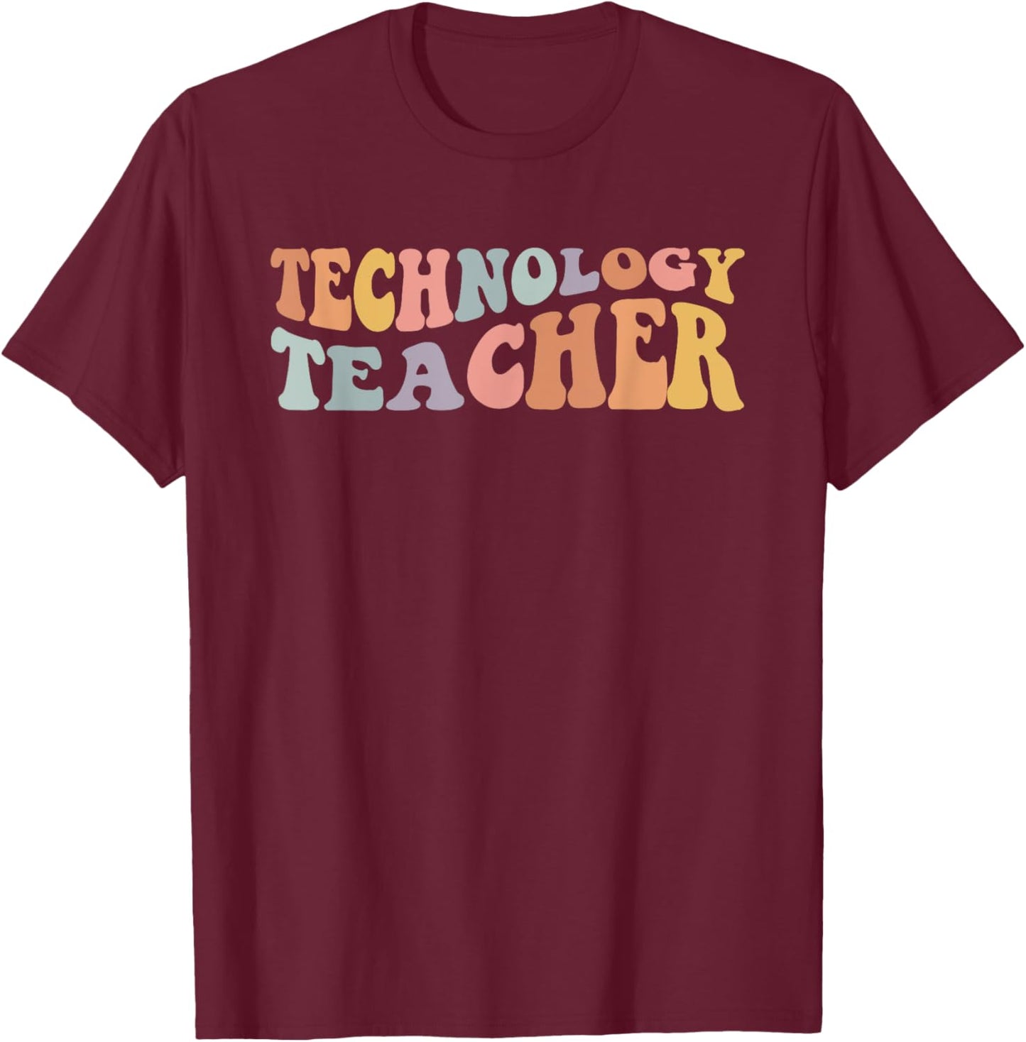 Retro Technology Teacher Shirt, Tech Teacher Men Women T-Shirt - T-Shirt | Maroon