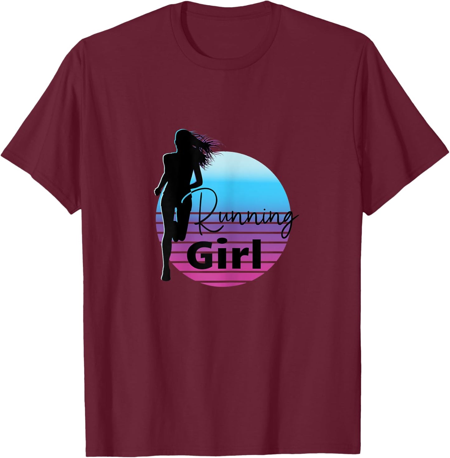Running Girl - Running and Jogging Female Runner T-Shirt - T-Shirt | Maroon
