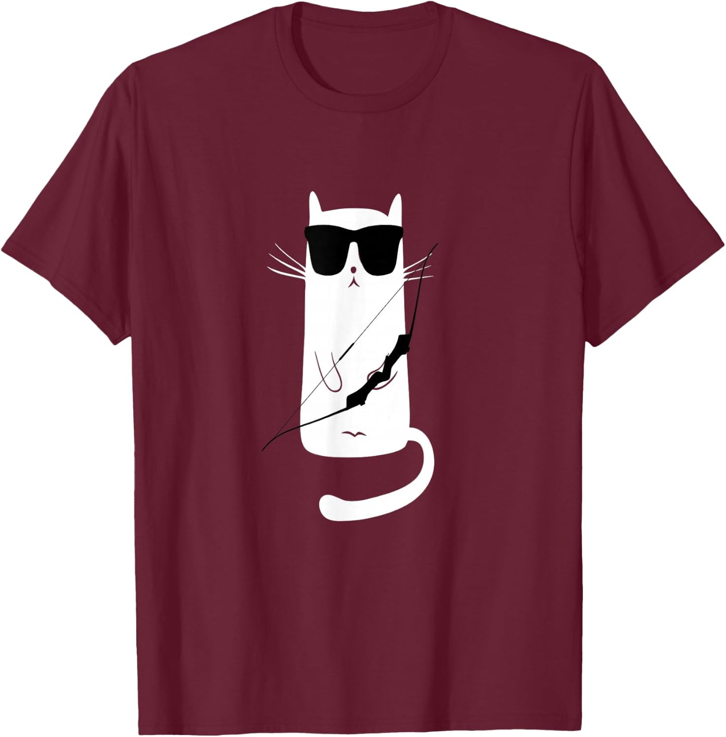 Funny Cat Wearing Sunglasses Archery T-Shirt - T-Shirt | Maroon