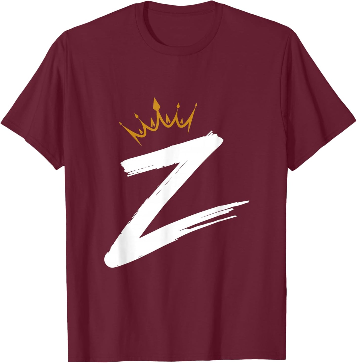 Queen King Letter Z - Favorite Letter With Crown Alphabet T-Shirt - T-Shirt | Maroon