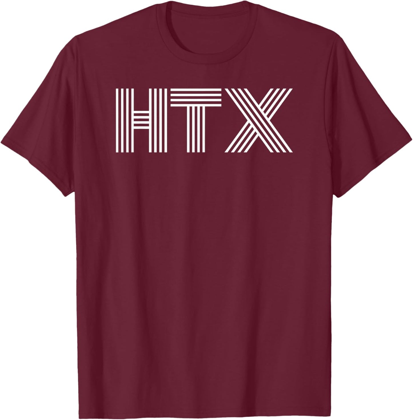HTX Houston TX Retro Linear Design T-Shirt - T-Shirt | Maroon