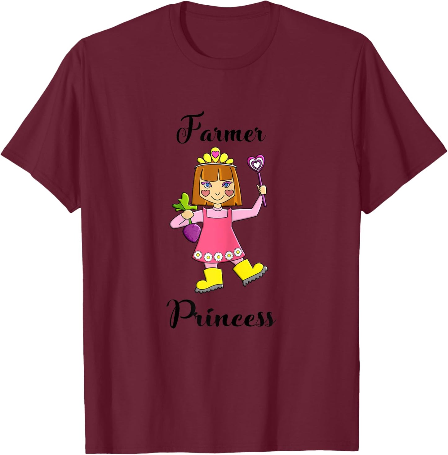 Little Girls Farmer Princess T-Shirt - T-Shirt | Maroon
