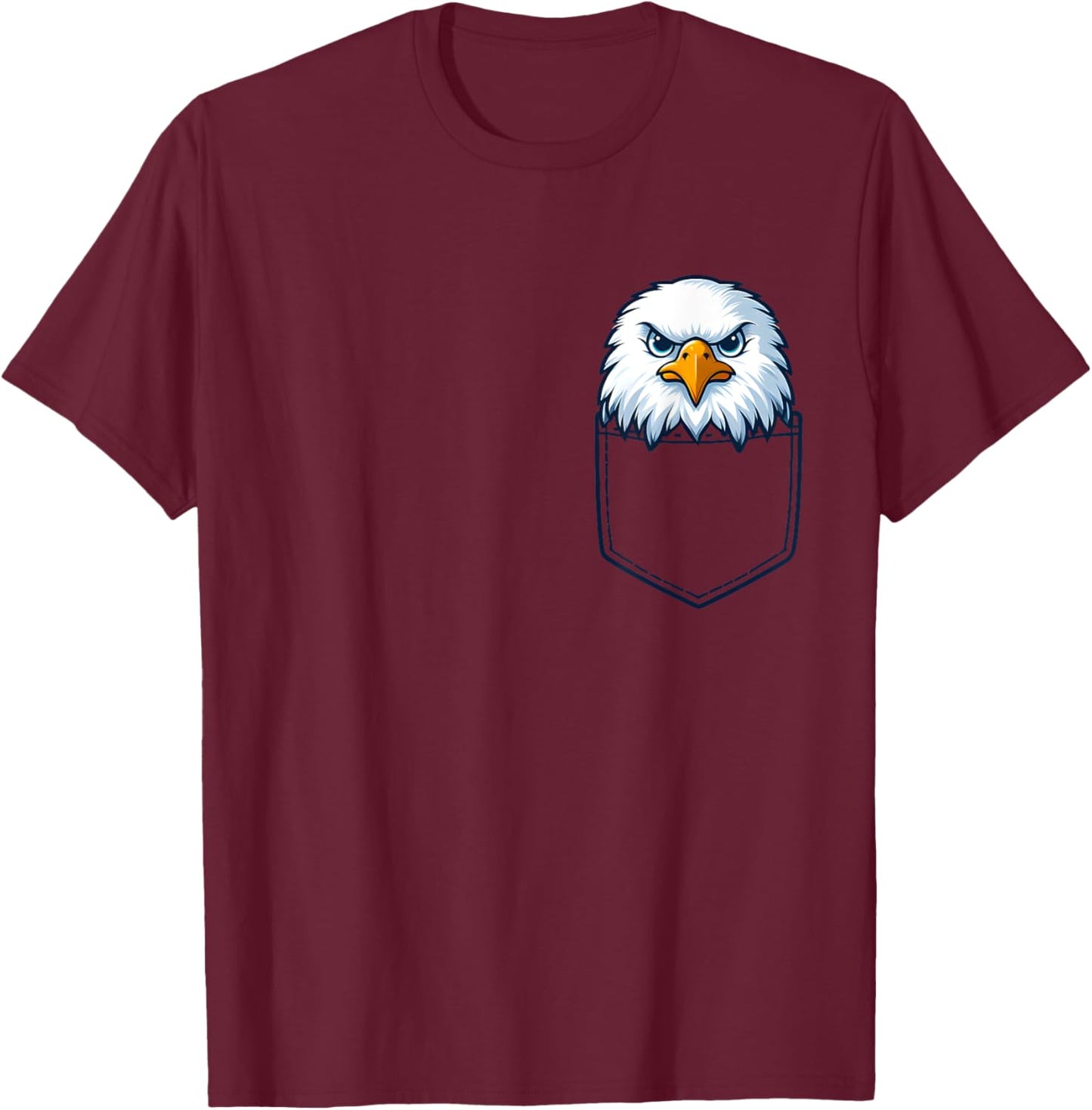 Tiny Patriotic Raptor: Eagle in Your Pocket Women Kids Men T-Shirt - T-Shirt | Maroon