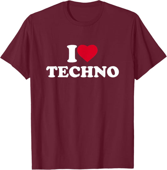 I Love Heart Techno Lover EDM Music Festival T-Shirt - T-Shirt | Maroon