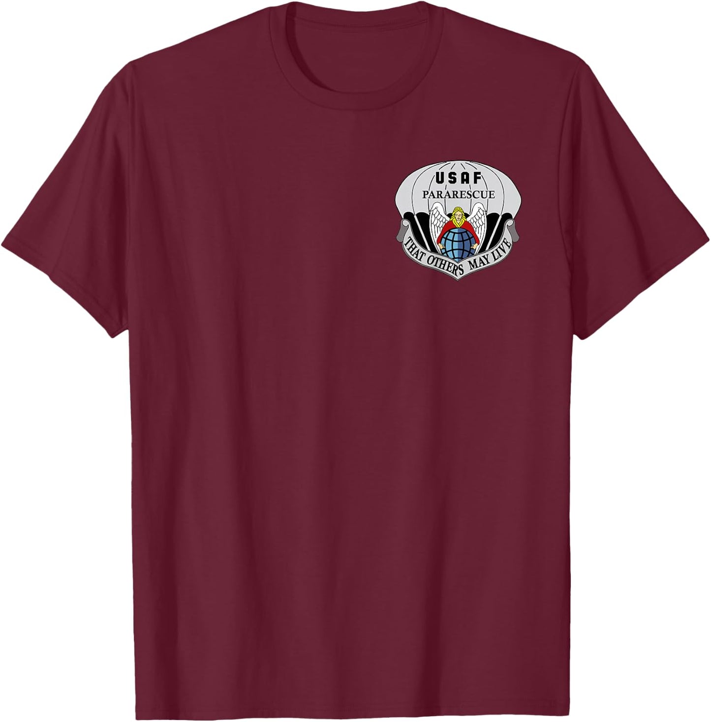 Air Force Pararescue Insignia PJ Military Veteran Patriotic T-Shirt - T-Shirt | Maroon