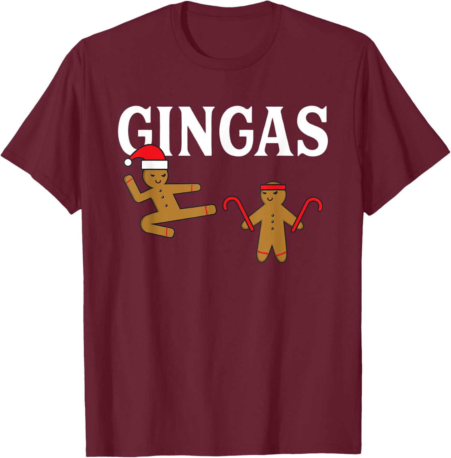 Gingas Ninja Gingerbread Ginger Men Karate Christmas Funny T-Shirt - T-Shirt | Maroon