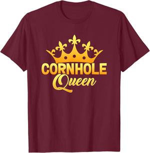 Cornhole Queen Gift Bean Bag Player Bags Shucking Corn Hole T-Shirt - T-Shirt | Maroon