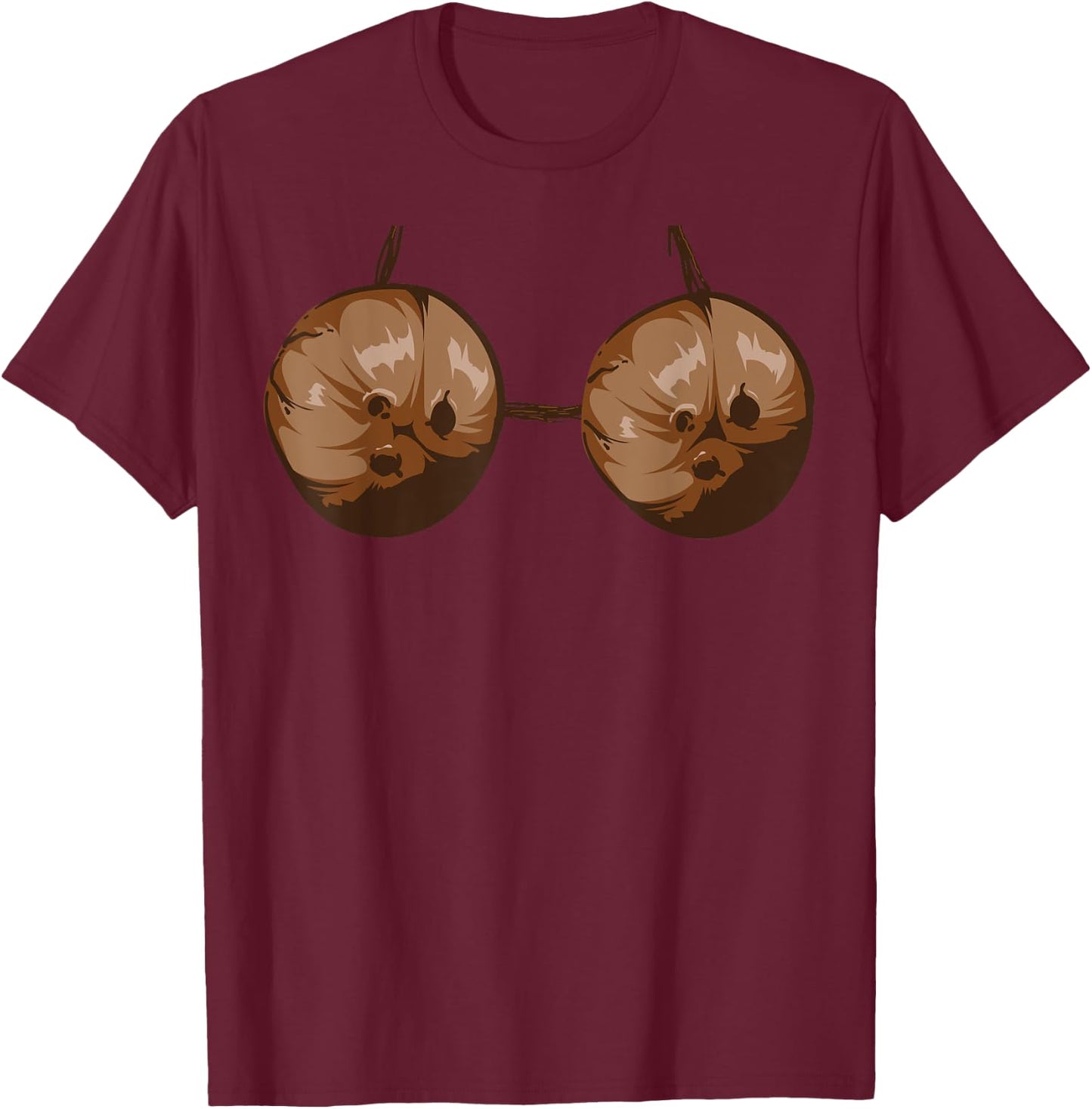 Summer Coconut Bra Halloween Costume Funny Outfit Gift Men Women T-Shirt - T-Shirt | Maroon