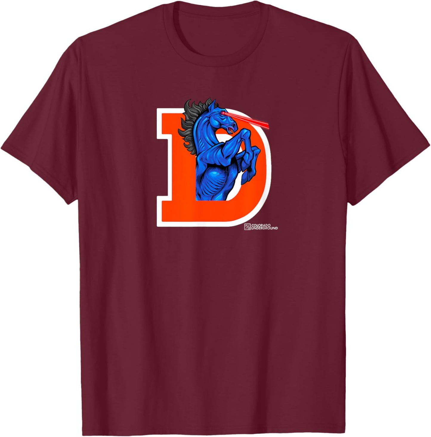 Colorado Legendary Blucifer, Demon Horse at Denver Airport T-Shirt - T-Shirt | Maroon