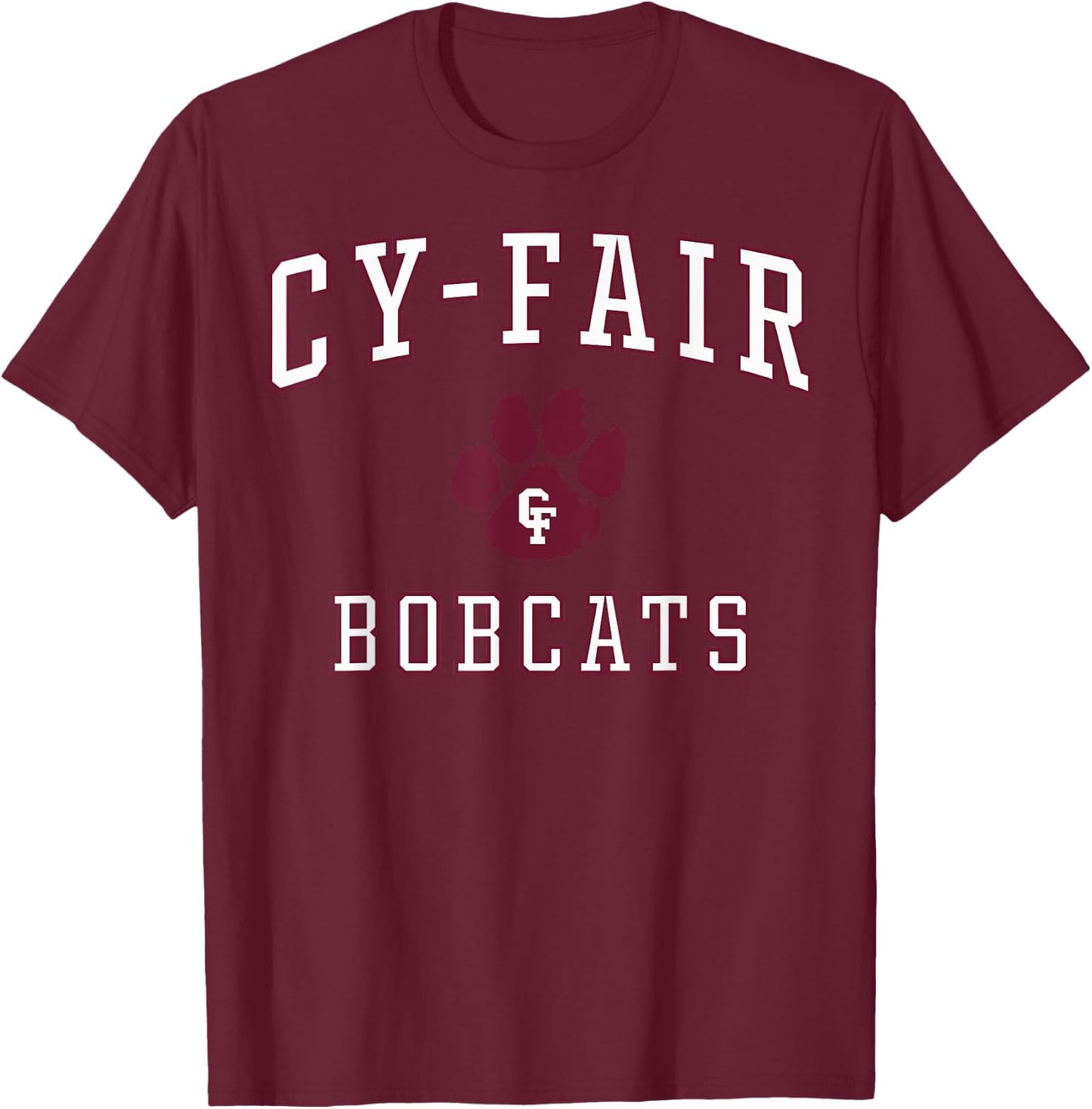 Cy-Fair High School Bobcats C1 T-Shirt - T-Shirt | Maroon
