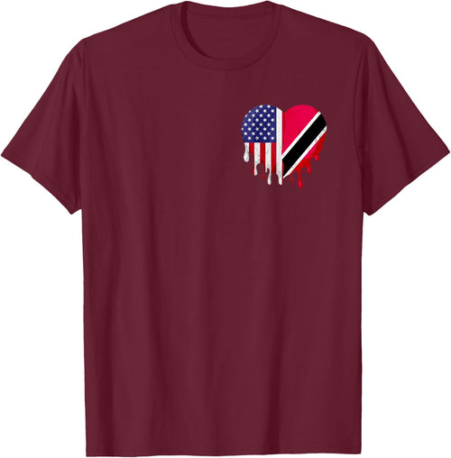 Trinidad & Tobago Heritage American Grown Heart USA Flag