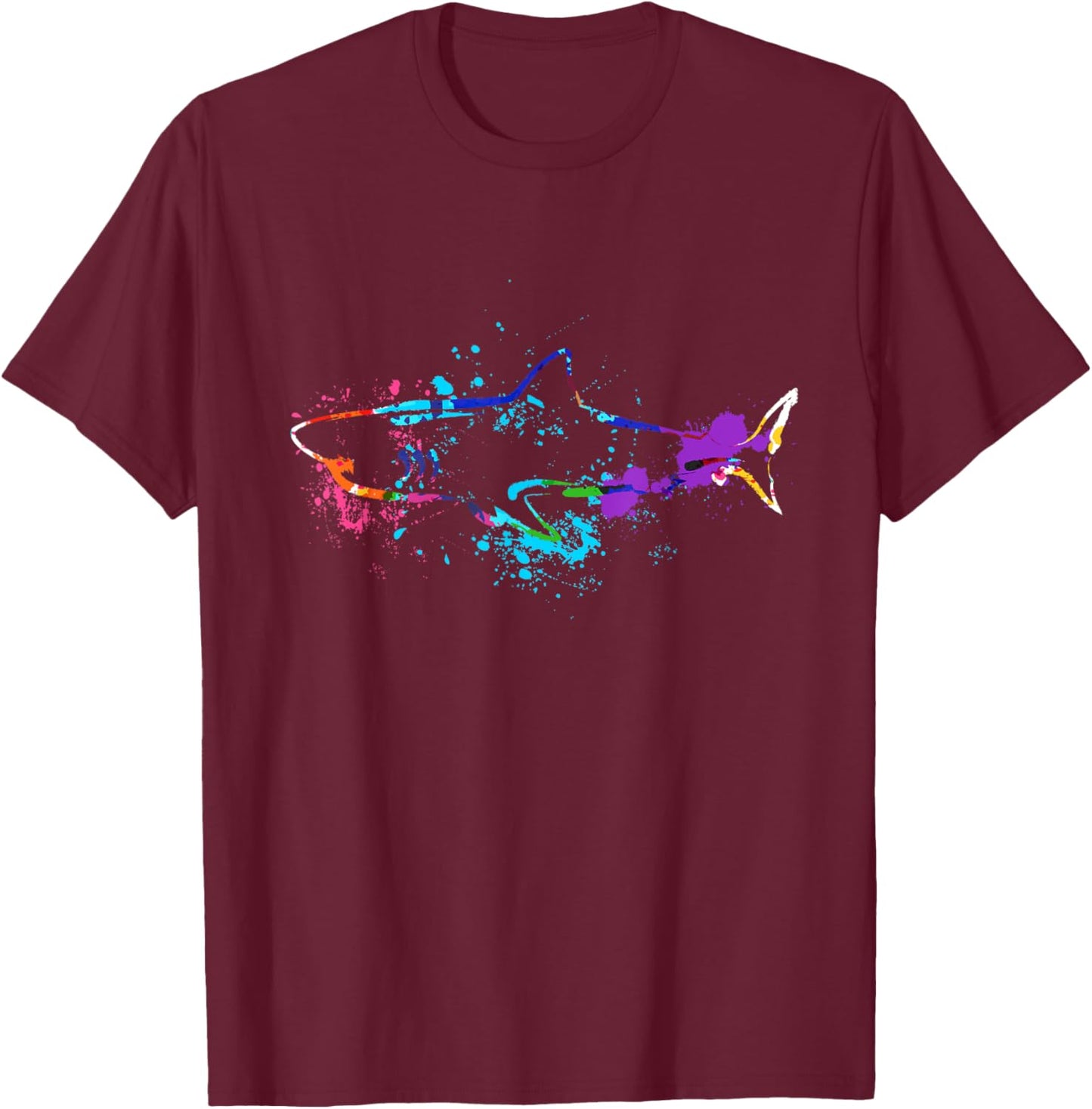 Animal Silhouette Shark Silhouette Hammer Shark Tiger Shark T-Shirt - T-Shirt | Maroon