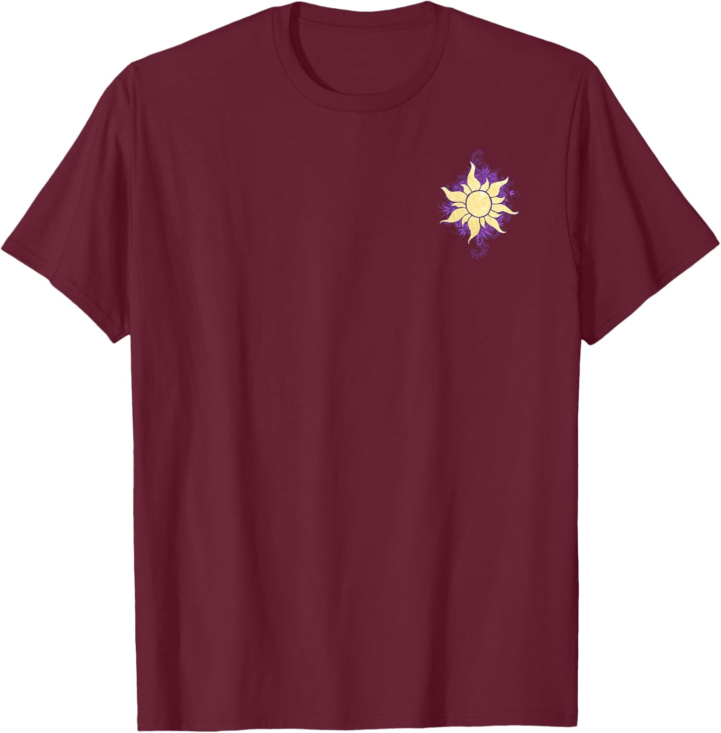 Disney Tangled Gold Sun Doodle Pendant Graphic T-Shirt - T-Shirt | Maroon