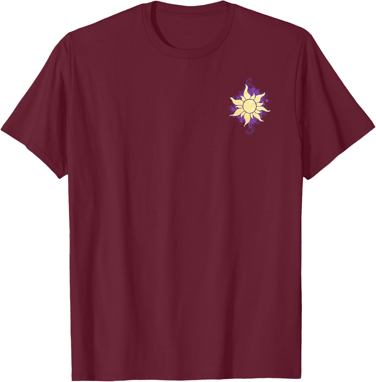 Disney Tangled Gold Sun Doodle Pendant Graphic T-Shirt - T-Shirt | Maroon