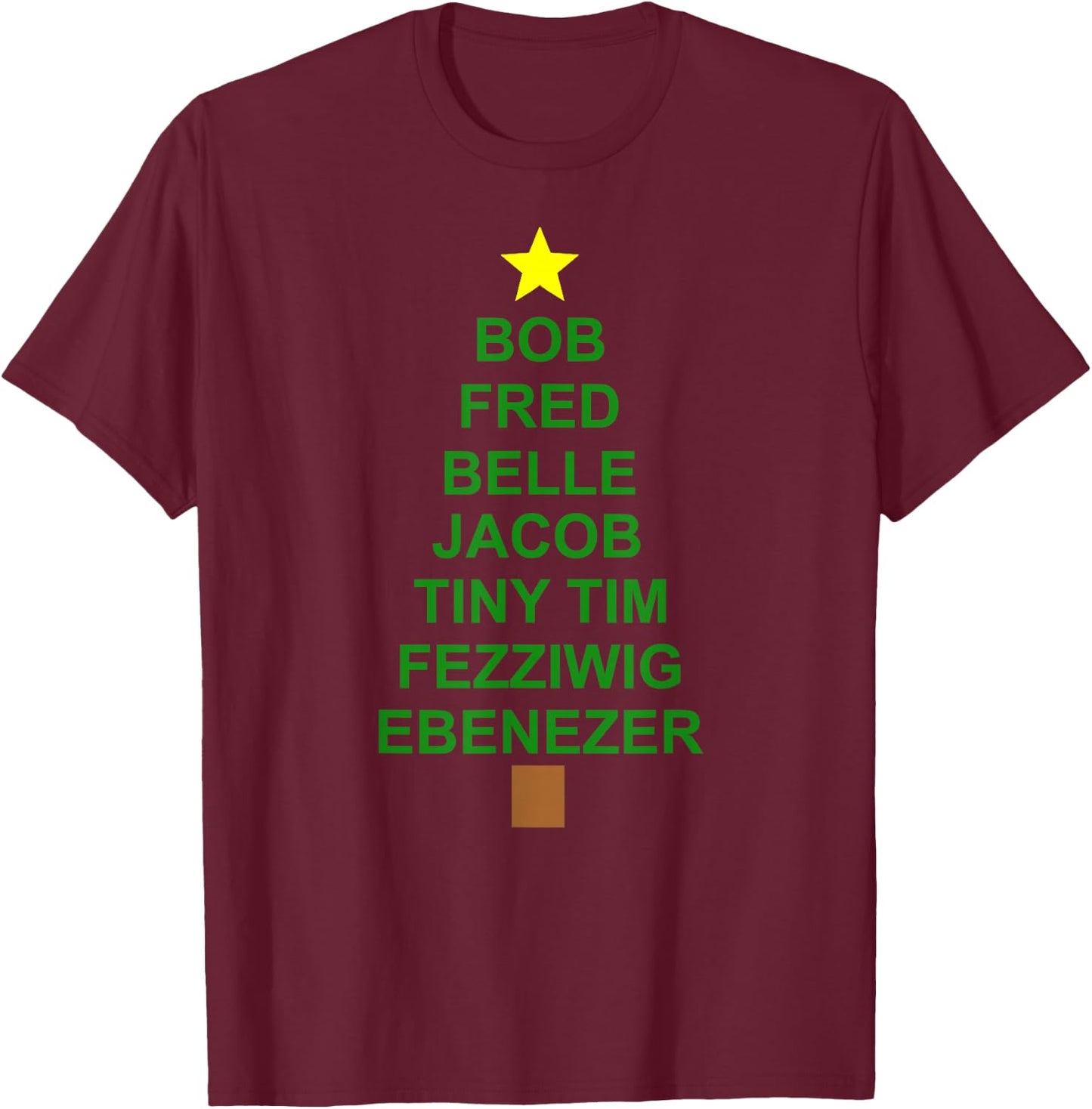 Scrooge Tiny Tim Dickens A Christmas Carol Christmas Tree T-Shirt - T-Shirt | Maroon