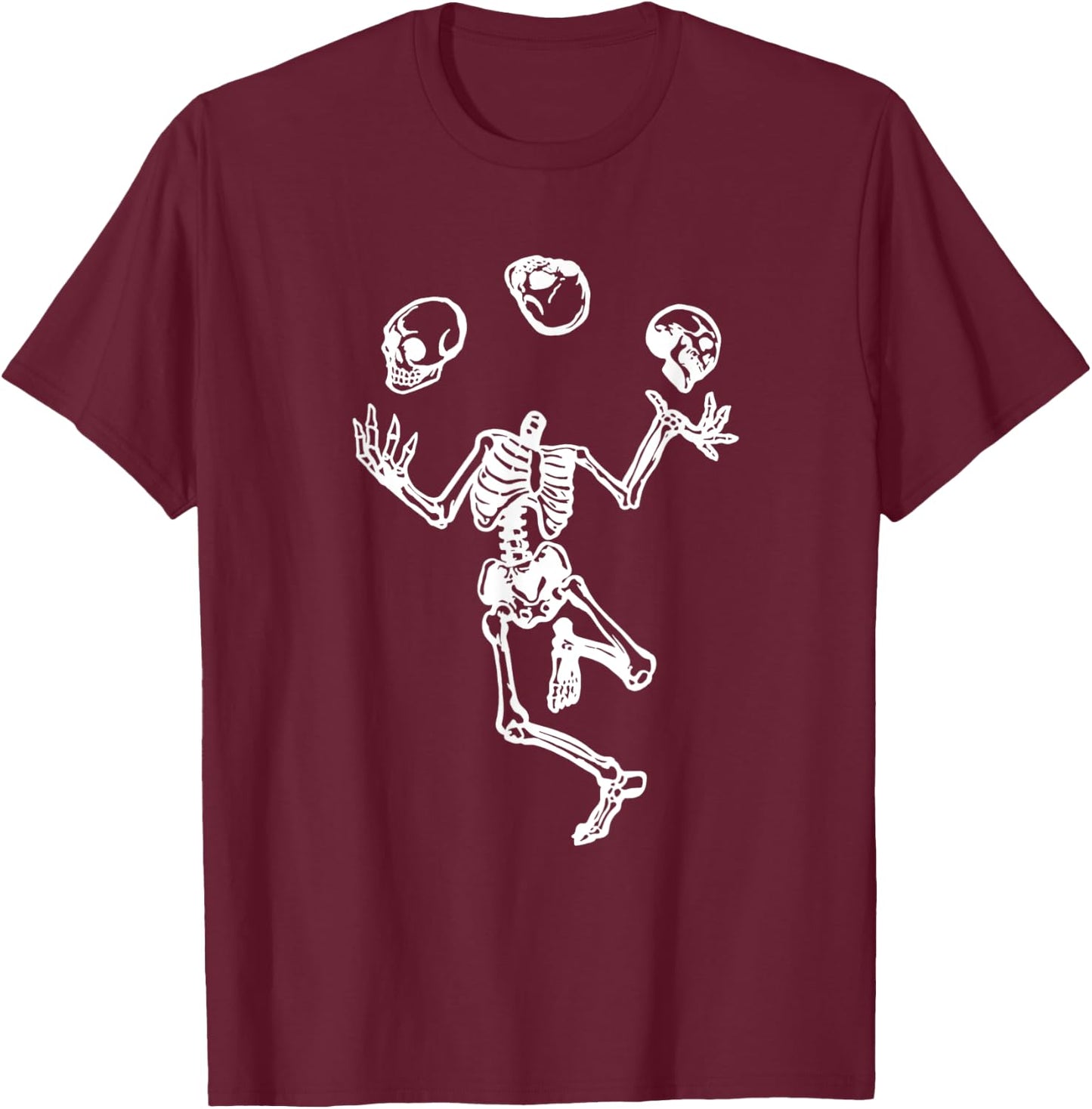 Skeleton Juggling Skulls Halloween Skull Skeleton Juggler T-Shirt - T-Shirt | Maroon