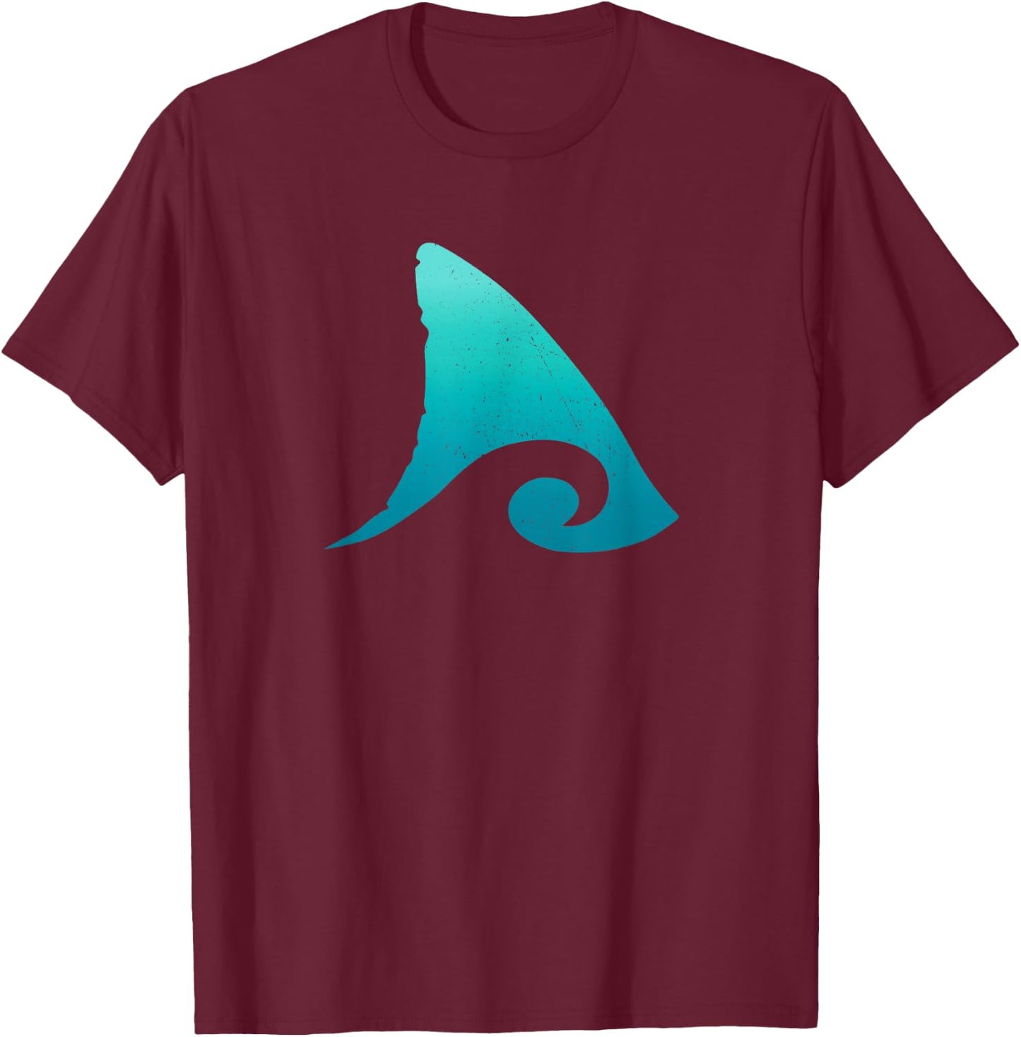 Shark Fin Ocean Wave Design T-Shirt - T-Shirt | Maroon