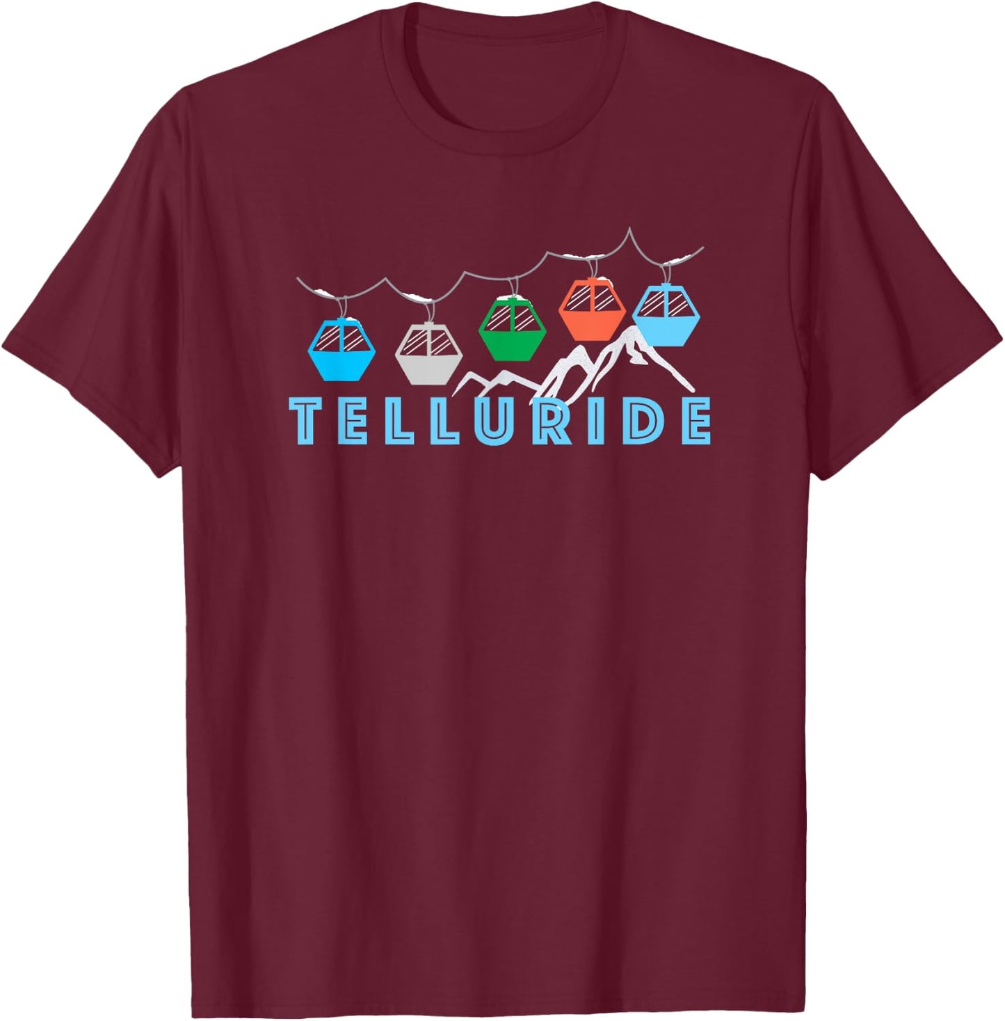 Telluride Ski Mountain Gondola - Telluride, Colorado T-Shirt - T-Shirt | Maroon