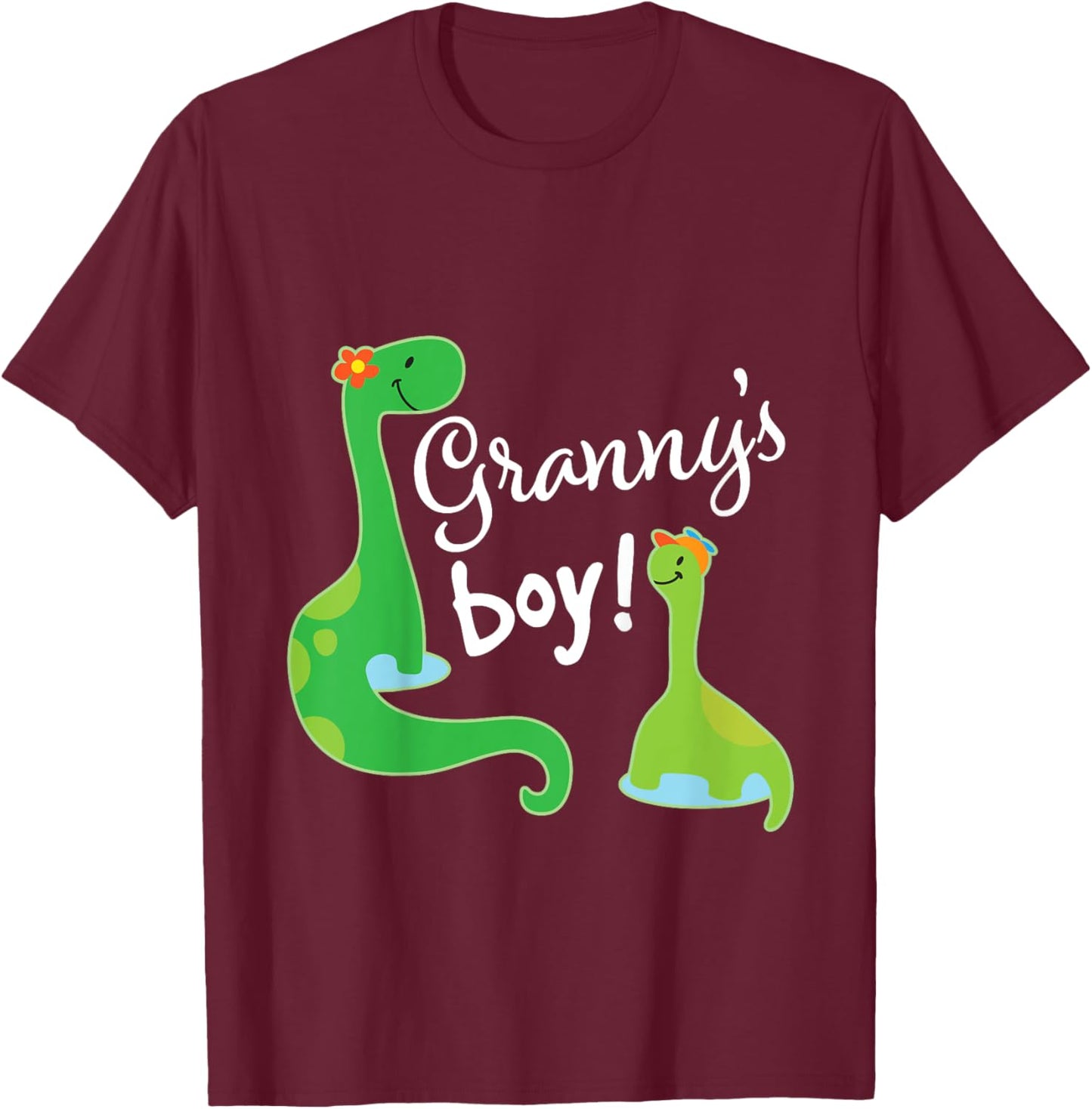Kids Grannys Boy Grandson Dinosaur T-Shirt - T-Shirt | Maroon