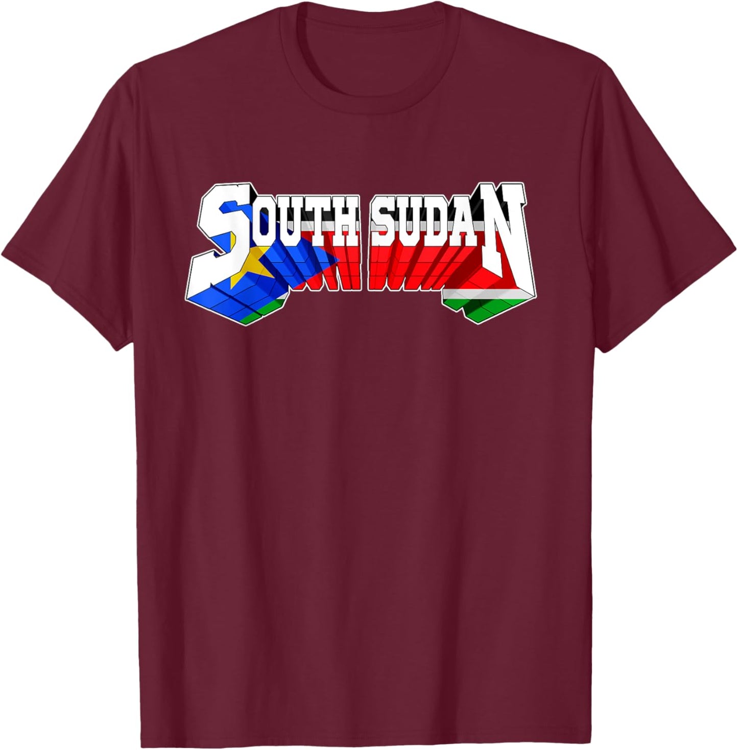 Proud South Sudan Flag South Sudanese T-Shirt - T-Shirt | Maroon