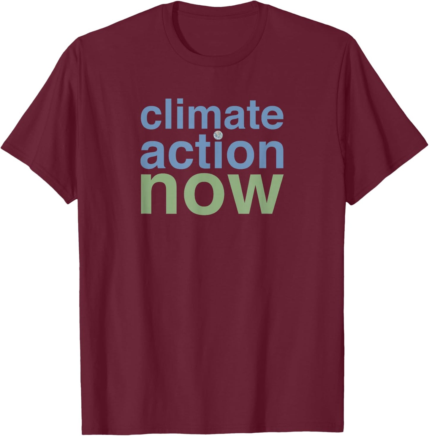 RainFish Graphics 'Climate Action Now' - , Black, Small T-Shirt - T-Shirt | Maroon