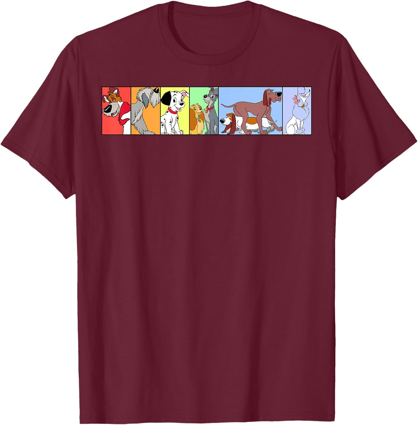 Disney Dogs Of Disney Boxed Line Up T-Shirt - T-Shirt | Maroon