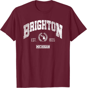 Brighton MI | Michigan | Vintage Throwback T-Shirt - T-Shirt | Maroon