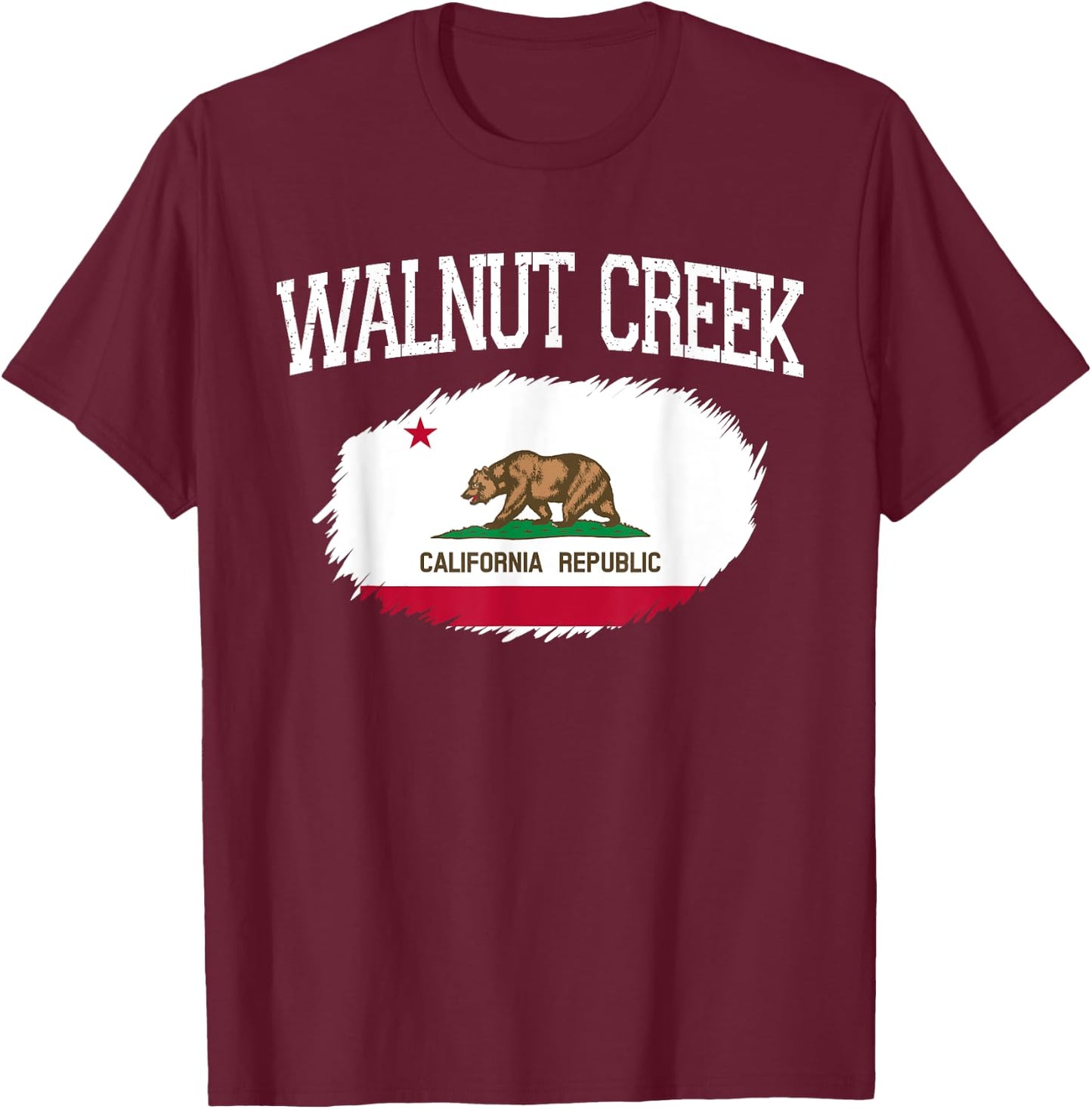 WALNUT CREEK CA CALIFORNIA Flag Vintage USA Sports Men Women T-Shirt - T-Shirt | Maroon