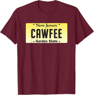 New Jersey CAWFEE license plate T-Shirt - T-Shirt | Maroon