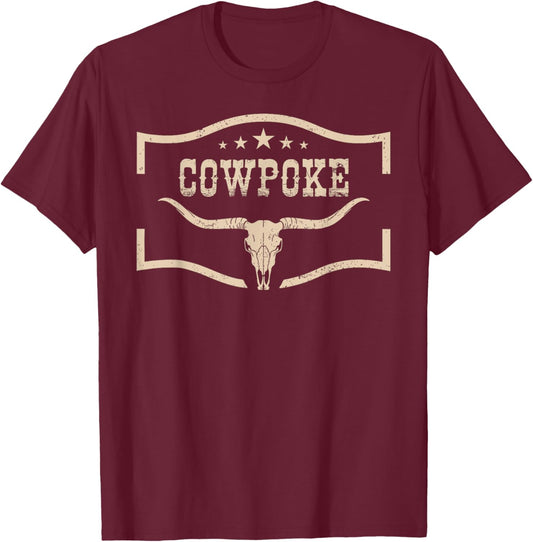 Western Cowpoke, I'm Just a Cowpoke In The Big Rodeo Retro T-Shirt - T-Shirt | Maroon