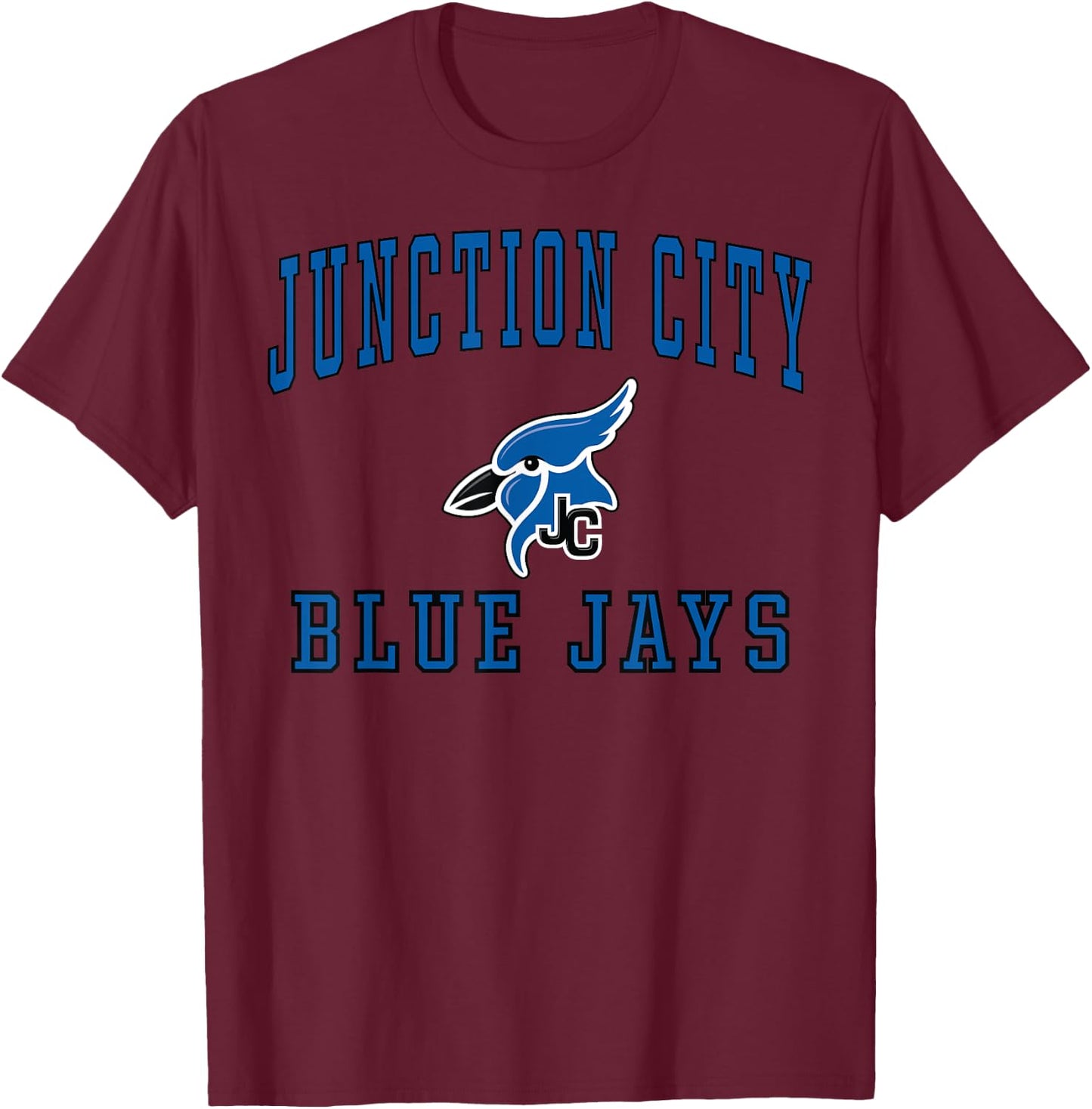 Junction City High School Blue Jays C1 T-Shirt - T-Shirt | Maroon