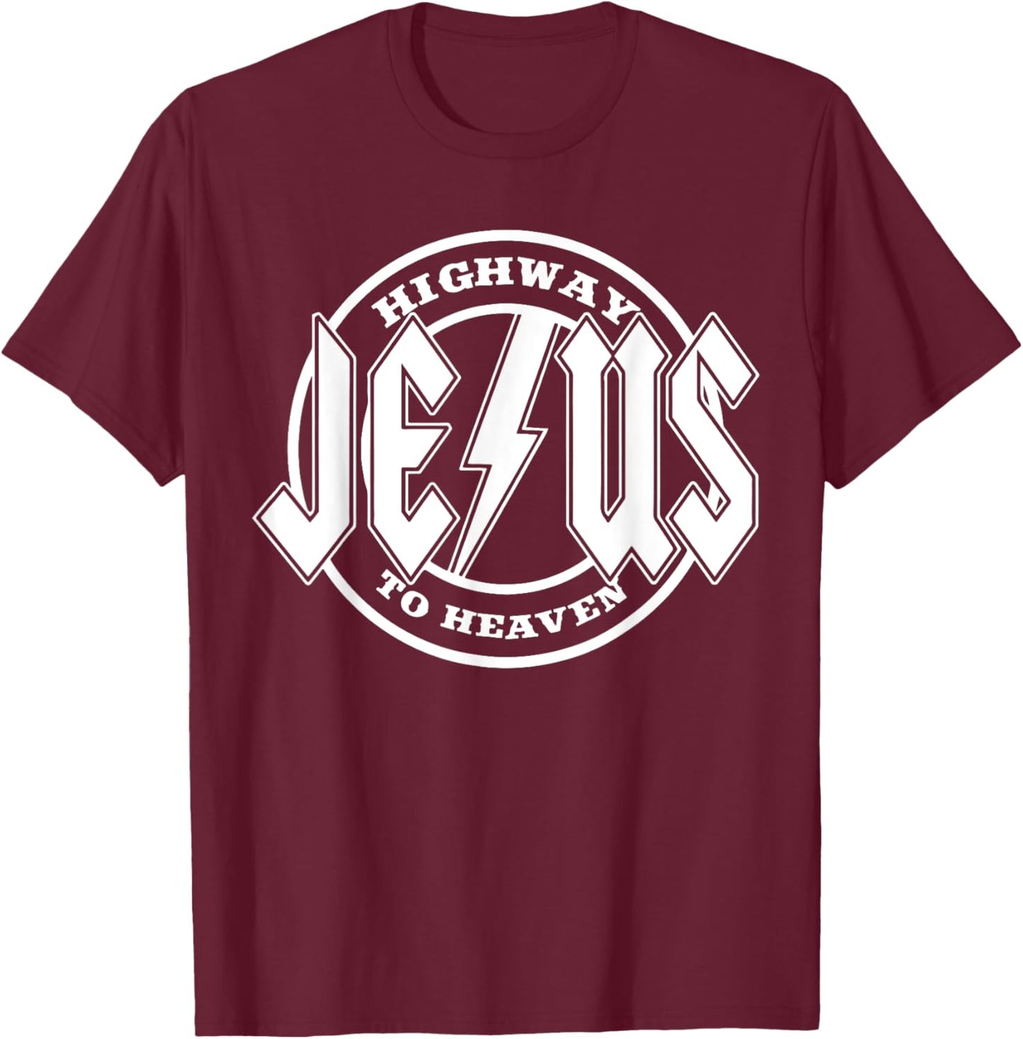 Retro Jesus Highway To Heaven Pray Catholic Faith Based Men T-Shirt - T-Shirt | Maroon