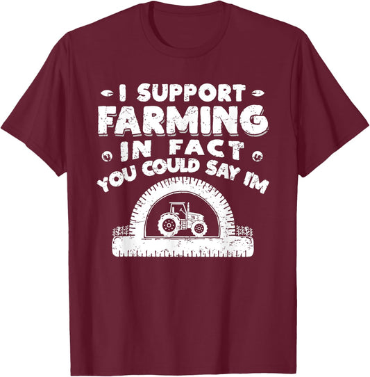 Funny Farmer Farming Tractor Pun Pro-Tractor T-Shirt - T-Shirt | Maroon
