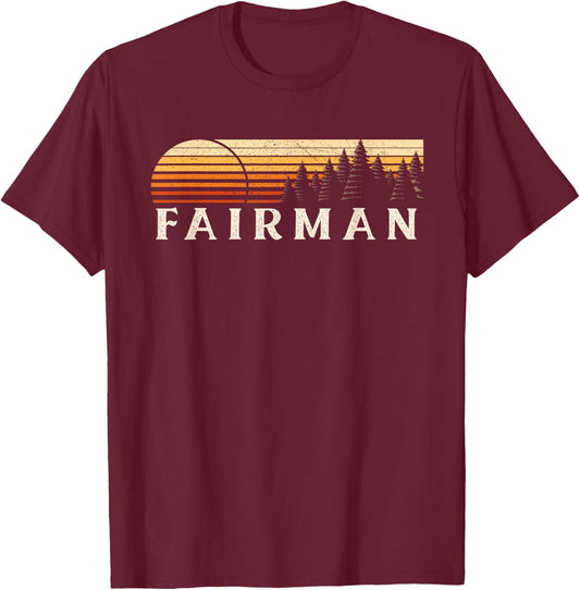 Fairman, AR Vintage Evergreen Sunset Eighties Retro T-Shirt - T-Shirt | Maroon