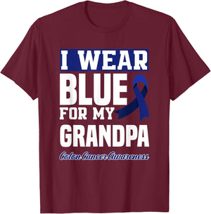 I Wear Blue For My Grandpa Colon Cancer Awareness T-Shirt - T-Shirt | Maroon