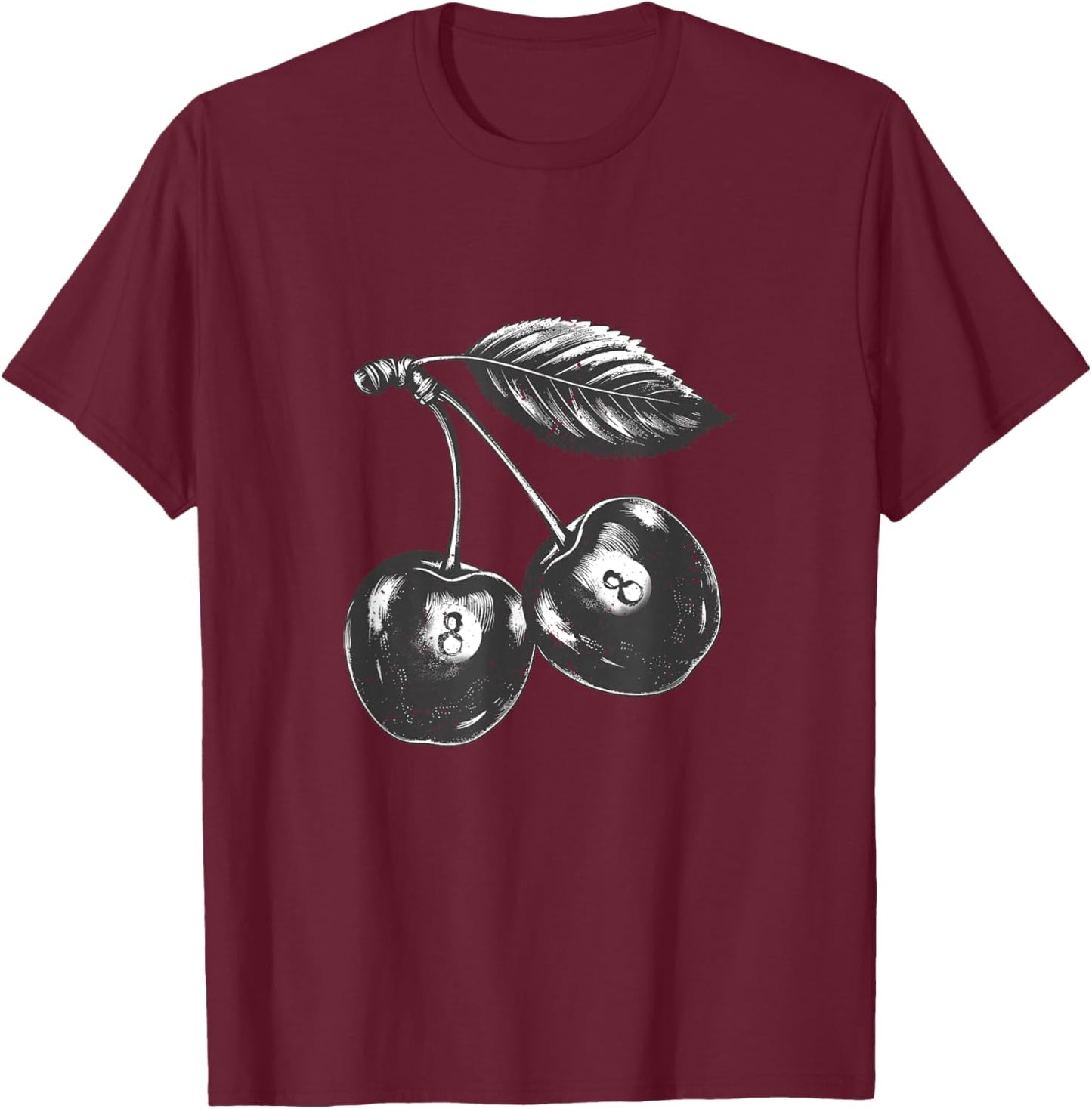 Ball 8 Black Cherry Snooker Billiard Ball In The Of Cherries T-Shirt - T-Shirt | Maroon