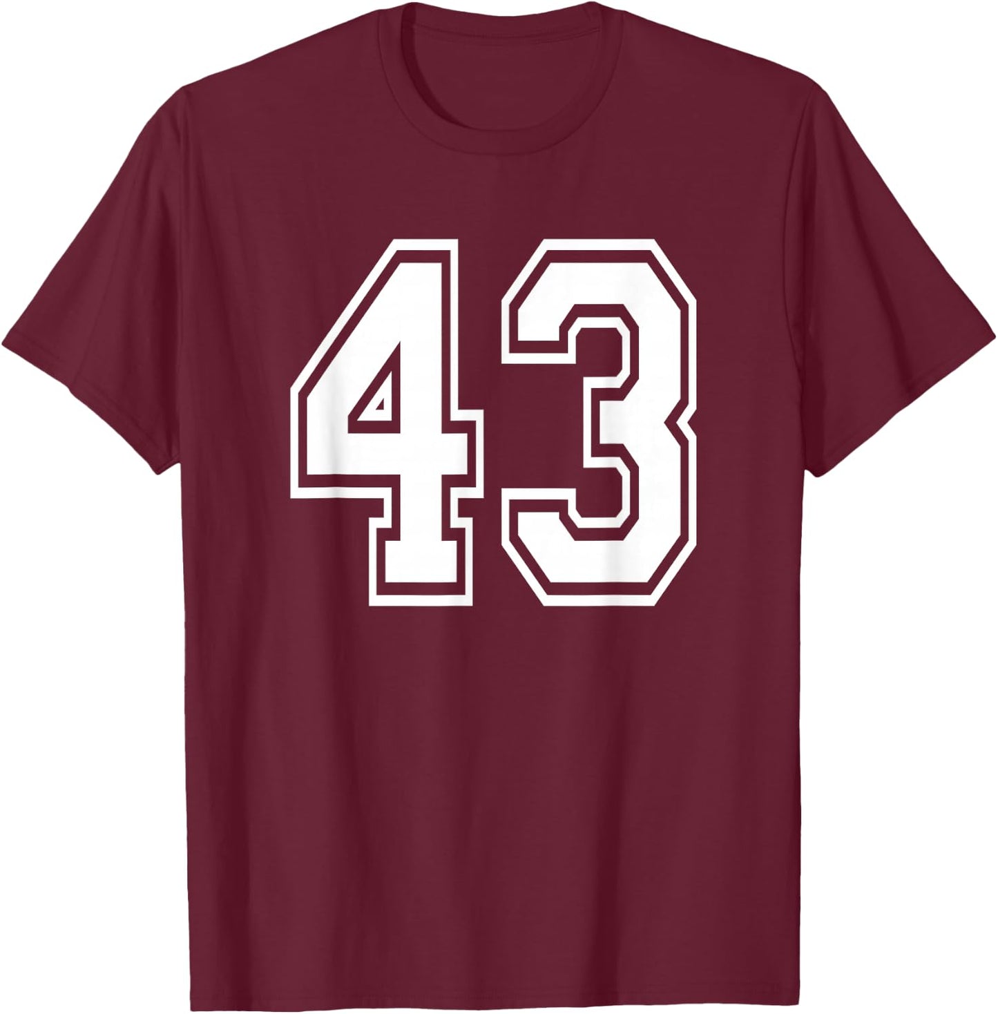 Number 43 43rd Birthday Gift Player Team Numbered Jersey T-Shirt - T-Shirt | Maroon