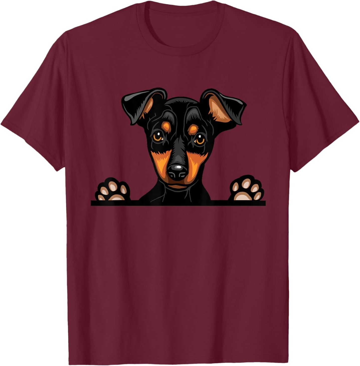 Miniature Pinscher Dog Breed Popping Up Fun Dog Owner Men Women Girls Kids T-Shirt - T-Shirt | Maroon