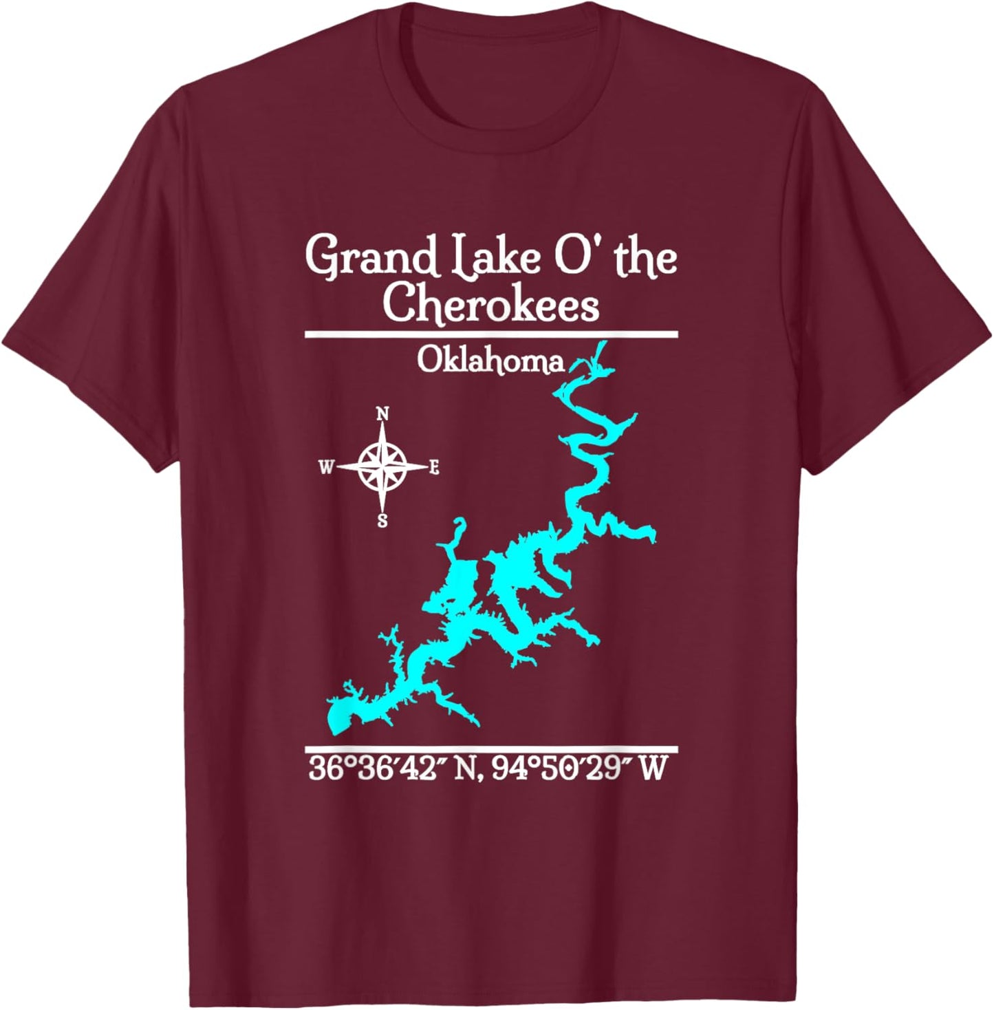 Grand Lake of the Cherokees - Oklahoma T-Shirt - T-Shirt | Maroon