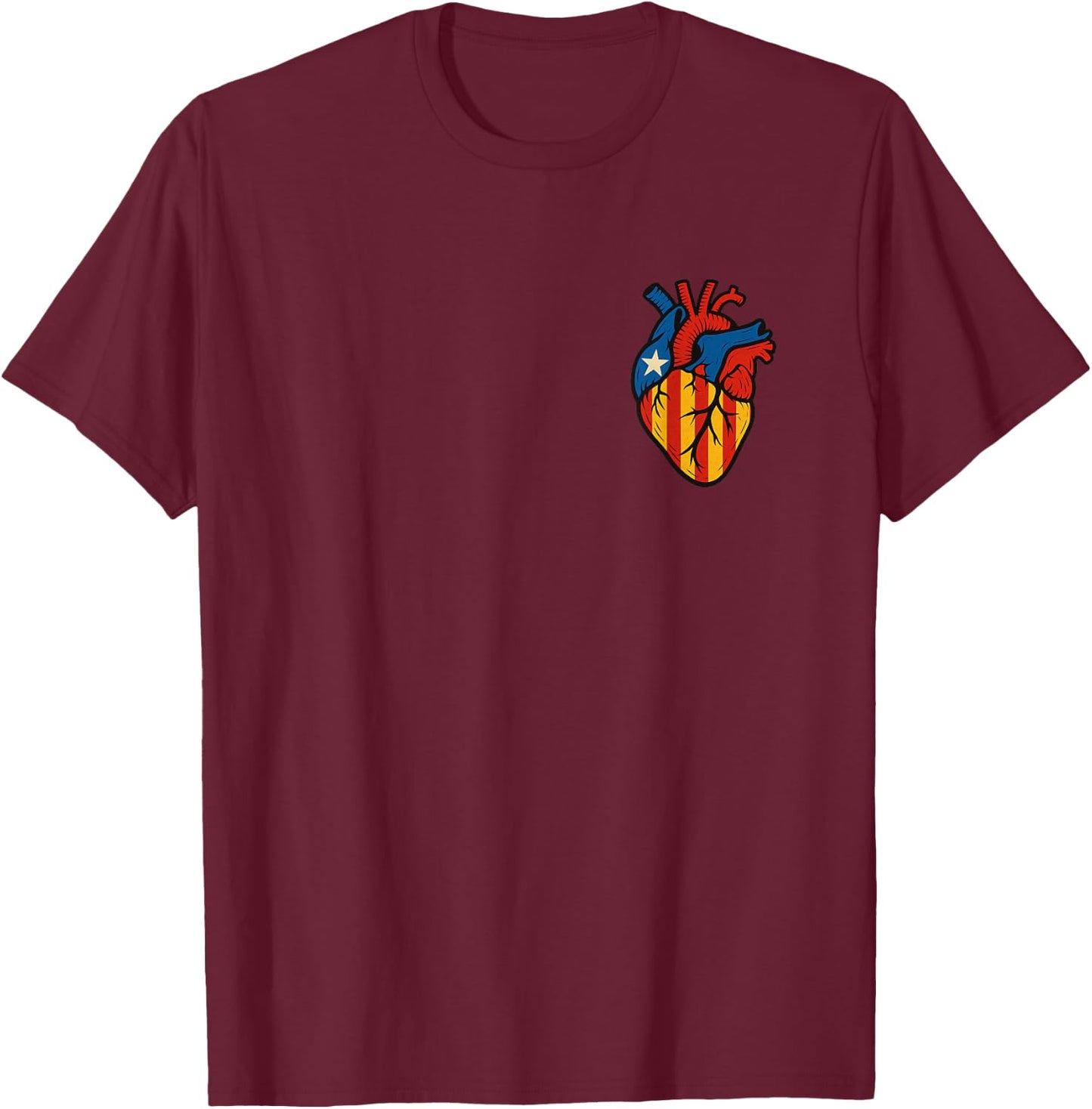 Catalonia Style Heart - Senyera Design Spain T-Shirt - T-Shirt | Maroon
