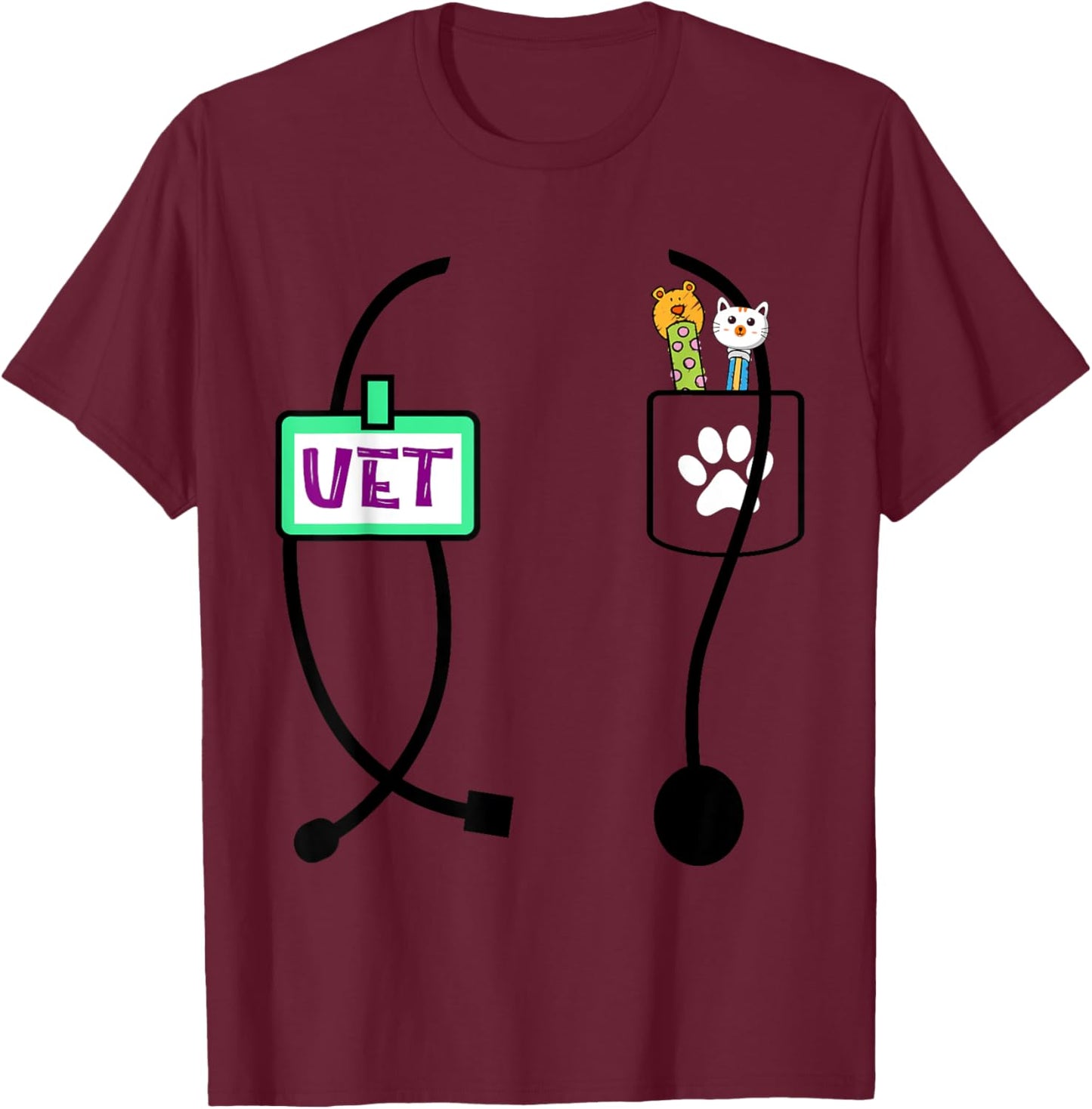 Veterinarian Costume Boys Girls Kids Animal Doctor Vet T-Shirt - T-Shirt | Maroon