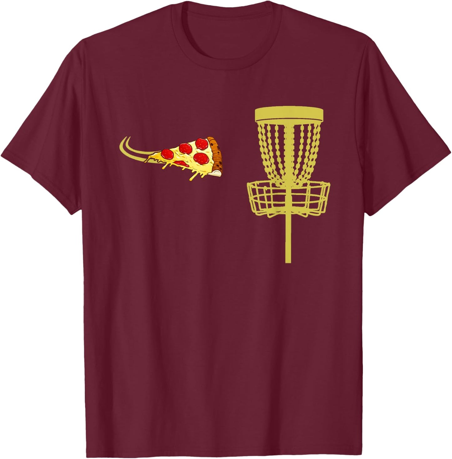 Pizza Disc Golf Frisbee Funny T Shirt Gift or Women T-Shirt - T-Shirt | Maroon